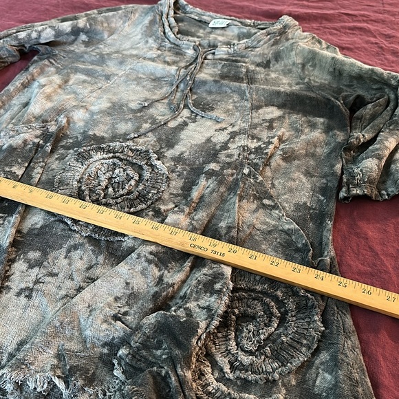 Oh My Gauze L XL Black and Gray tie-dyed Asymmetrical Tunic pockets cotton - Picture 6 of 11